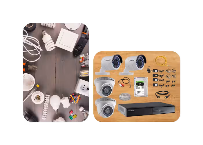 Materiales eléctricos y kit de cámaras